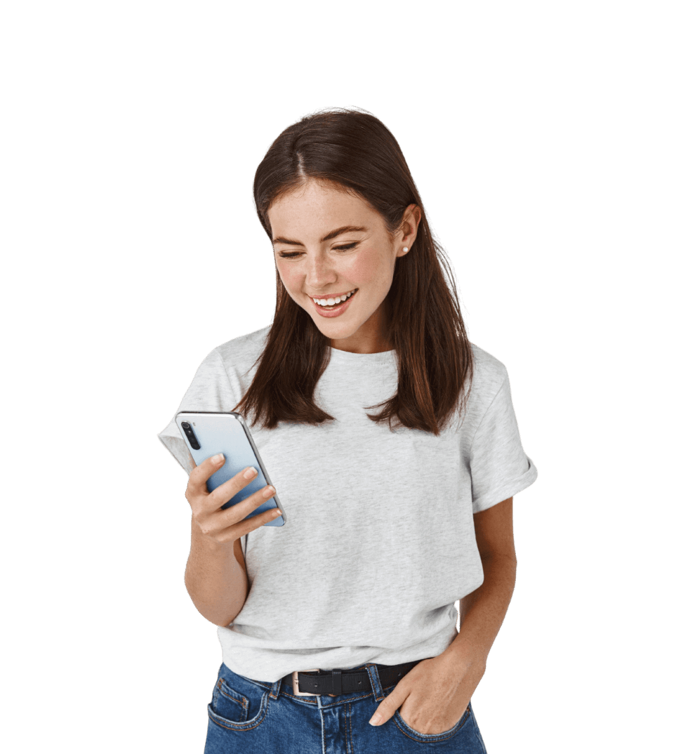 Woman looking at a smartphone